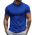 Men's Solid Slim Lapel Short Sleeve Casual Polo Shirt