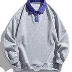 Relax Fit Contrast Waffle Polo Sweatshirt