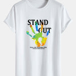 Handprint Slogan Print Cotton Arc Hem T-Shirt