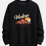 Mountain Landscape Illustration Print Relax Fit Sweatshirt