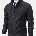 Quilted Jacquard Zip Up Sweater