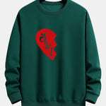 Soul Mate Half Heart Couple Print Relax Fit Sweatshirt