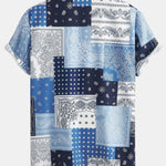 Paisley Patchwork Print Button Up Shirt #Random Pattern Design# & Swim Shorts