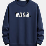 Black Cat Ghost Print Relax Fit Sweatshirt