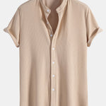 Muscle Fit Stand Collar Ribbed Shirt