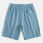 Waffle Johnny Collar Polo With Pocket & Drawstring Knitted Waffle Shorts