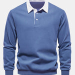 Contrast Polo Collar Sweatshirt