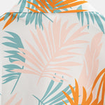 Leaf Print Button Up Shirt & Man Mid Length Drawstring Swim Shorts