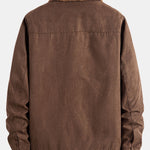 Zip Up Teddy Lined Faux Suede Jacket