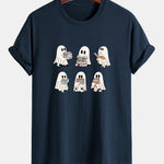 Regular Fit Ghost Reading Book Print Cotton T-Shirt