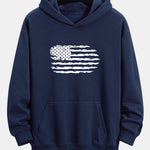 American Flag Print Relax Fit Hoodie
