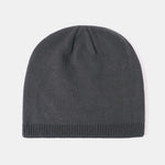 2 Pieces Solid Color Outdoor Cycling Warm Knit Beanie Hat