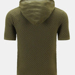 Slim Fit Short Sleeve Knit Hooded Sweater