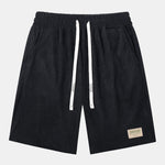 Corduroy Drawstring Shorts With Letter Label