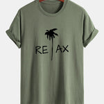 Regular Fit Relax Palm Tree Print Cotton T-Shirt