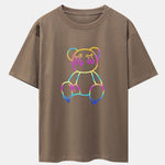 Gradient Dissolving Bear Print Drop Shoulder Oversize T-Shirt