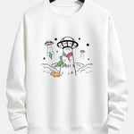 Dinosaur Spaceship Print Relax Fit Sweatshirt