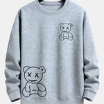 Line Shaped Bear Print Relax Fit Sweatshirt