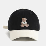 Bear Embroidery Print Corduroy Baseball Cap