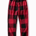 Straight Leg Plaid Pattern Teddy Pants