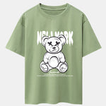 Slogan Bear Print Drop Shoulder Oversize T-Shirt