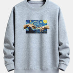 Hand Oil Painting Style Print Relax Fit Sweatshirt