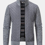 Quilted Jacquard Zip Up Sweater