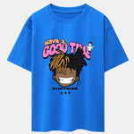 Cartoon Character Slogan Print Drop Shoulder Oversize T-Shirt