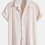 Knitted Geometric Rhombus Jacquard Cuban Shirt