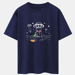 UFO Take Away Dinosaurs Print Drop Shoulder Oversize T-Shirt