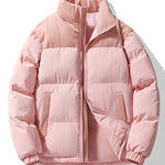 Corduroy Patchwork Puffer Jacket