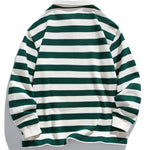 Relax Fit Waffle Striped Polo Sweatshirt