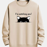 Cute Cat Slogan Print Relax Fit Sweatshirt