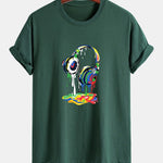 Regular Fit Dissolving Headphones Print Cotton T-Shirt