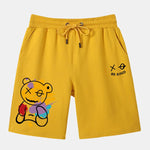 Graffiti Bear Print Man Mid Length Shorts
