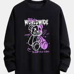 Graffiti Slogan Bear Print Relax Fit Sweatshirt