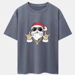 Hip Hop Santa Print Heavy Weight Drop Shoulder Oversize T-Shirt