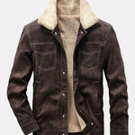 Faux Suede Teddy Lined Utility Jacket