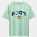 Brooklyn Basketball Print Drop Shoulder Oversize T-Shirt