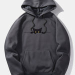 Black Cat Print Hoodie