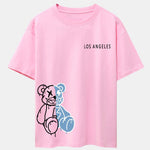 Los Angeles Dissolving Bear Print Drop Shoulder Oversize T-Shirt