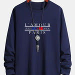 Long Sleeve Paris Slogan Print Cotton T-Shirt
