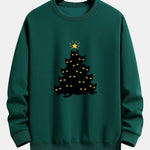 Black Cat Christmas Tree Print Relax Fit Sweatshirt