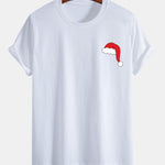 Regular Fit Santa Hat Print Cotton T-Shirt