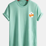 Regular Fit Boo Ghost Print Cotton T-Shirt