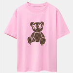 Checkerboard Dissolving Bear Drop Shoulder Oversize T-Shirt