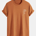 Regular Fit Simple Rose Print Cotton T-Shirt