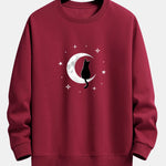 Black Cat On The Moon Print Relax Fit Sweatshirt