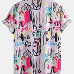 Graffiti Print Button Up Shirt & Swim Shorts