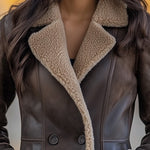 Vintage Lambswool Lapel Pocket Sheepskin Warm Coat